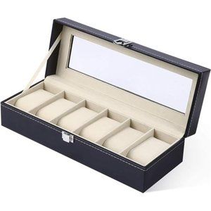 Watch Case, Watch Box Organizer for Men Watch Display Case Watch Holder 6 Slot